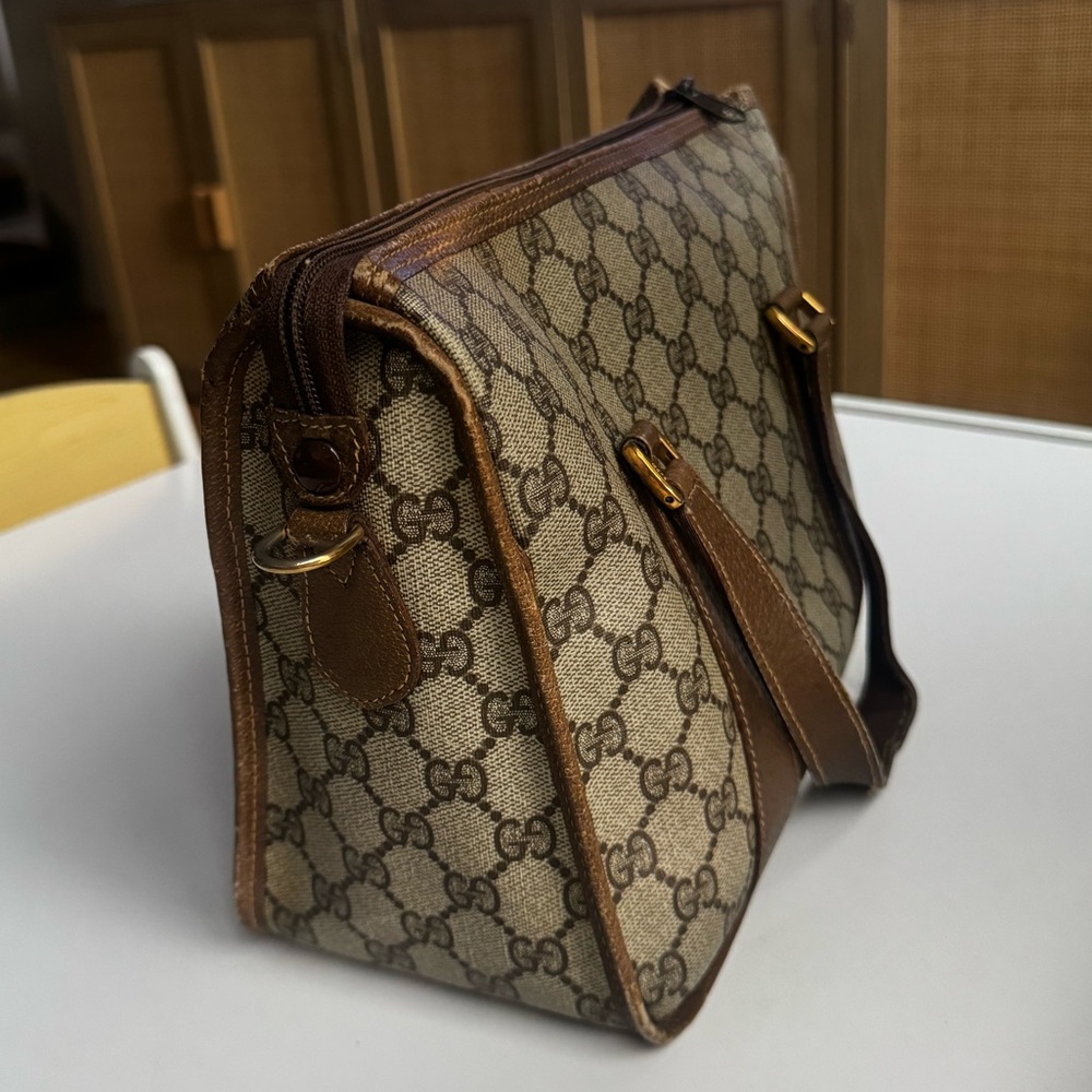 Authentic GUCCI Sherry Line GG Monogram Bag Beige and Brown Monogram Bag - Picture 7 of 15